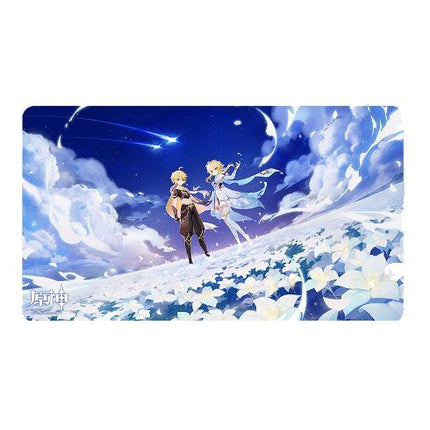 Genshin Impact Twin Stars on Floral Sea Mousepad Traveler - Aether & Lumine 70 x 40 cm